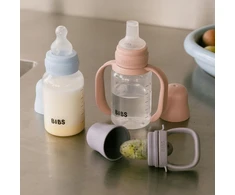 BIBS - 1x Buteliukas nuo pilvo dieglių su silikoniniu žindeliu, rožinis