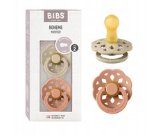 BIBS Boheme apvalus čiulptukas kūdikiui, 2 vnt. GUMINIS 6m+ Vanilė / Persikas