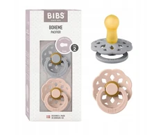 Bibs Boheme apvalus kaučiuko čiulptukas, 2 vnt., 6m+, Pilkas/rožinis