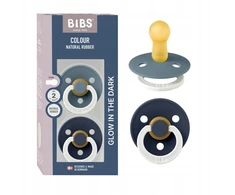 Bibs Color 6m+ apvalus kaučiuko čiulptukas, 2 vnt., šviečiantis tamsoje