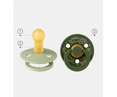 BIBS COLOR čiulptukas kūdikiui 6m+ 2vnt Apvalus guminis Sage/Hunter Žalias