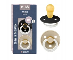 BIBS COLOR GLOW čiulptukas kūdikiui 2 vnt. GUMINIS 18m+ NAKTĮ SVĖTINANTIS