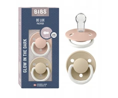 Bibs De Lux silikoniniai čiulptukai 0-36m, 2 vnt., šviečiantys tamsoje