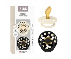 BIBS Polka Dots kūdikių čiulptukas 2 vnt 6m+ Anatomical Ivory / Juoda