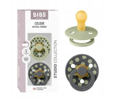 BIBS Studio Polka Dots kūdikio čiulptukas 2 vnt. Apvalus šalavijas / geležis 0m+