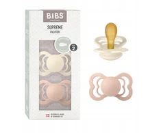 Bibs Supreme 2 vnt. kaučiuko čiulptukas, 6 m+, dramblio kaulo ir rožinis