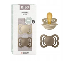 BIBS Supreme kūdikių čiulptukas, 2 vnt, natūrali guma, 0m+ (nuo gimimo), spalvos: vanilė/ąžuolas