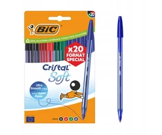 Bic Cristal Soft vidutinio storio rašikliai, 1.2 mm, 4 spalvos, 20 vnt. rinkinys
