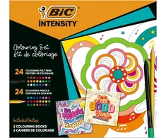 Bic Intensity Rinkinys: 24 Flomasteriai + 24 Pieštukai + 2 Spalvinimo Knygelės