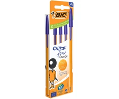 Bic Oranžinis Fine Cristal mėlyni rašikliai, 4 vnt.