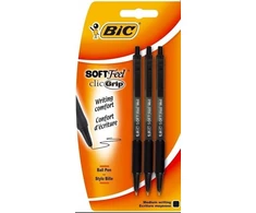 Bic Soft Feel Clic Grip automatiniai rašikliai, juodi, 3 vnt.