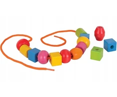 Big Jigs Mediniai karoliukai Karoliukų rišimas vaikams Didelis 90 vnt. Bigjigs 3+