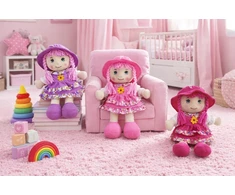 Bigtoys SKUDURINĖ LĖLĖ SU SUKNELE IR KEPURE 35cm