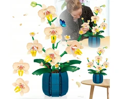 BLOKĖS PUOKŠTĖ ORCHIDĖJŲ GĖLĖS DIDELIS RINKINYS 616 ELEMENTŲ KONSTRUKCINIS RINKINYS
