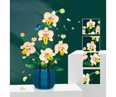 BLOKĖS PUOKŠTĖ ORCHIDĖJŲ GĖLĖS DIDELIS RINKINYS 616 ELEMENTŲ KONSTRUKCINIS RINKINYS
