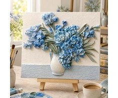 Habarri 3D painting Bas-relief Mėlyna irises Wall picture Flowers org. Gogas