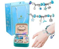 CHARMS Mėlynas BEADS RINKINYS, SKIRTA CHARMS APrankeles IR KORĖLIUS GAMINTI
