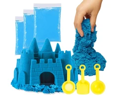 Blue Kinetic Sand 3kg Mėlyna rinkinys su smėlio dėže ir mentelės formomis