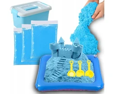 Blue Kinetic Sand 3kg Mėlyna rinkinys su smėlio dėže ir mentelės formomis