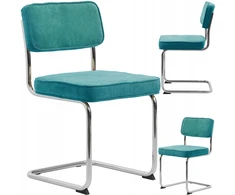 Blue Minkšta kėdė svetainei Mėlyna Corduroy Kėdė RUPERT UNIQUE