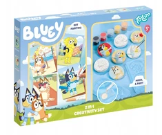 Bluey 2in1 Totum kūrybinis rinkinys, gipso figūrėlės ir antspaudų rašikliai