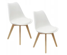 Bm Design 2 NORDEN kėdės, baltos, pagalvėlė, medinė koja