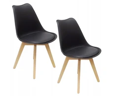 Bm Design 2 NORDEN kėdės, juodos, pagalvėlė, medinė koja