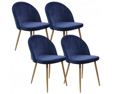Bm Design 4 DENWER VELVET tamsiai mėlynos spalvos kėdės - aksomas