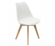 Bm Design 4 NORDEN kėdės, baltos, pagalvėlė, medinė koja