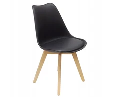 Bm Design 4 NORDEN kėdės, juodos, pagalvėlė, medinė koja