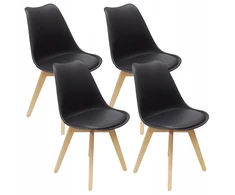 Bm Design 4 NORDEN kėdės, juodos, pagalvėlė, medinė koja