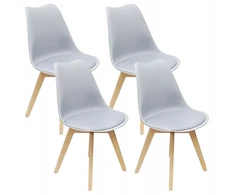 Bm Design 4 Norden kėdės, pilkos, pagalvėlė, medinės kojos