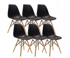 Bm Design DSW Milano kėdės, juodos, 6 vnt. Skandinaviškos medienos kojos