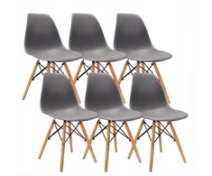 Bm Design Krzesła DSW Milano grafitowe 6 vnt. skandynawskie nogi drewno