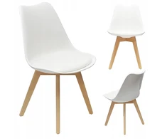 Bm Design NORDEN kėdė, balta, pagalvėlė, medinė koja
