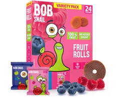 BOB SNAIL Aviečių mėlynių vaisių suktinukai 240g MIX 24 vnt, be cukraus, veganiški