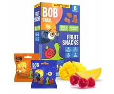 BOB SNAIL Blueberry Multifruit vaisių drebučiai 160g 8vnt, be cukraus, be glitimo