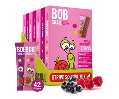 Bob Snail BOB SRAIGĖS Vaisių juostelės SKONIŲ MIŠINIS AVIEČIŲ JUODŲJŲ SERBENTŲ 588 g 42 vnt.