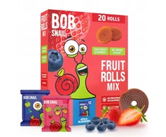 BOB SNAIL vaisių suktinukai Braškių mėlynių 200g MIX 20 vnt, be cukraus, veganiški