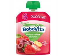 BOBOVITA BRAŠKĖS IR VYŠNIOS SU BANANAIS PO 6 MĖNESIŲ 80g