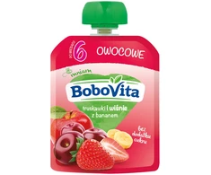 BOBOVITA BRAŠKĖS IR VYŠNIOS SU BANANAIS PO 6 MĖNESIŲ 80g