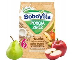 BOBOVITA GRŪDŲ PATEIKIMAS PIENO GRŪDŲ 3 GRŪDAI OBUOLIAI-KRIAUŠIAI 6m+ 210g