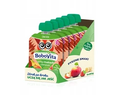 BoboVita Obuoliai ir braškės su bananais RINKINYS 6x80g