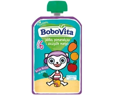 BoboVita Obuolių, apelsinų ir sultingų mangų putėsiai KICIA KOCIA po 6 mėnesių 100 g