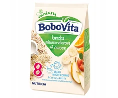 BOBOVITA PIENAS IR GRŪDAI 4 VAISIAI PO 8 MĖNESIŲ 230g