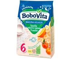 BoboVita pieno ir ryžių košė 3 vaisiai TASTY DINNER 230g