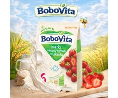 BOBOVITA Pieno ir ryžių košė Braškių 6m+ 230 g