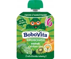 BOBOVITA Superhero putėsiai tūbelėje, špinatai su obuoliu ir kivi, po 6 mėn