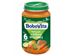 Bobovita vakarienė Daržovės su švelnia jautiena kūdikiams nuo 6 mėnesių, 190g