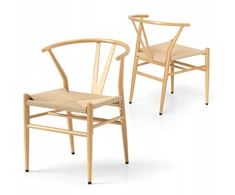 BOHO KĖDĖS 2 Vnt. VALGOMO KAMBARIO VIRTUVĖJE RATTAN METAL NATURAL COSTWAY